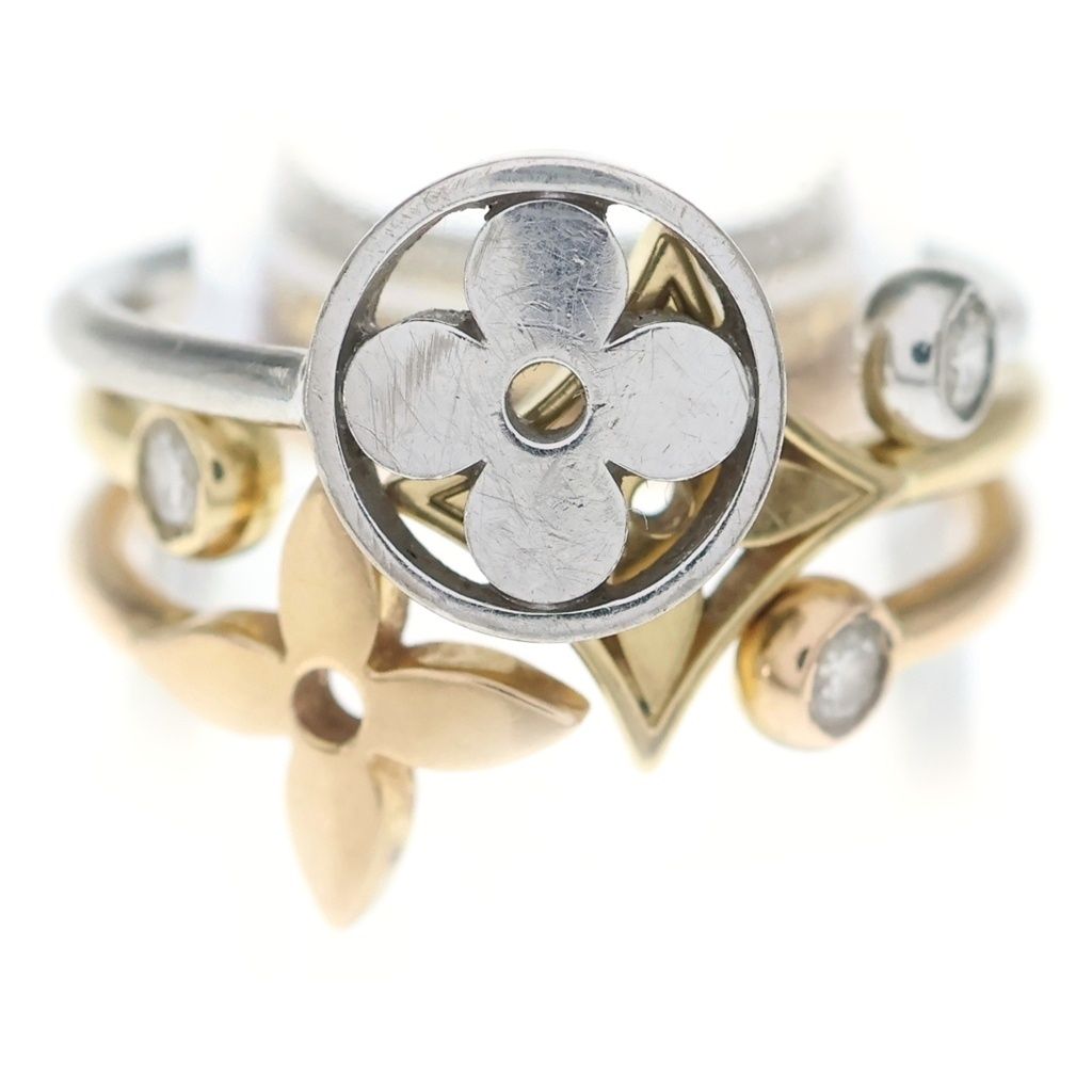 Louis Vuitton Monogram Idylle Trinity Ring Triple Strand 18k Yellow Gold WG PG