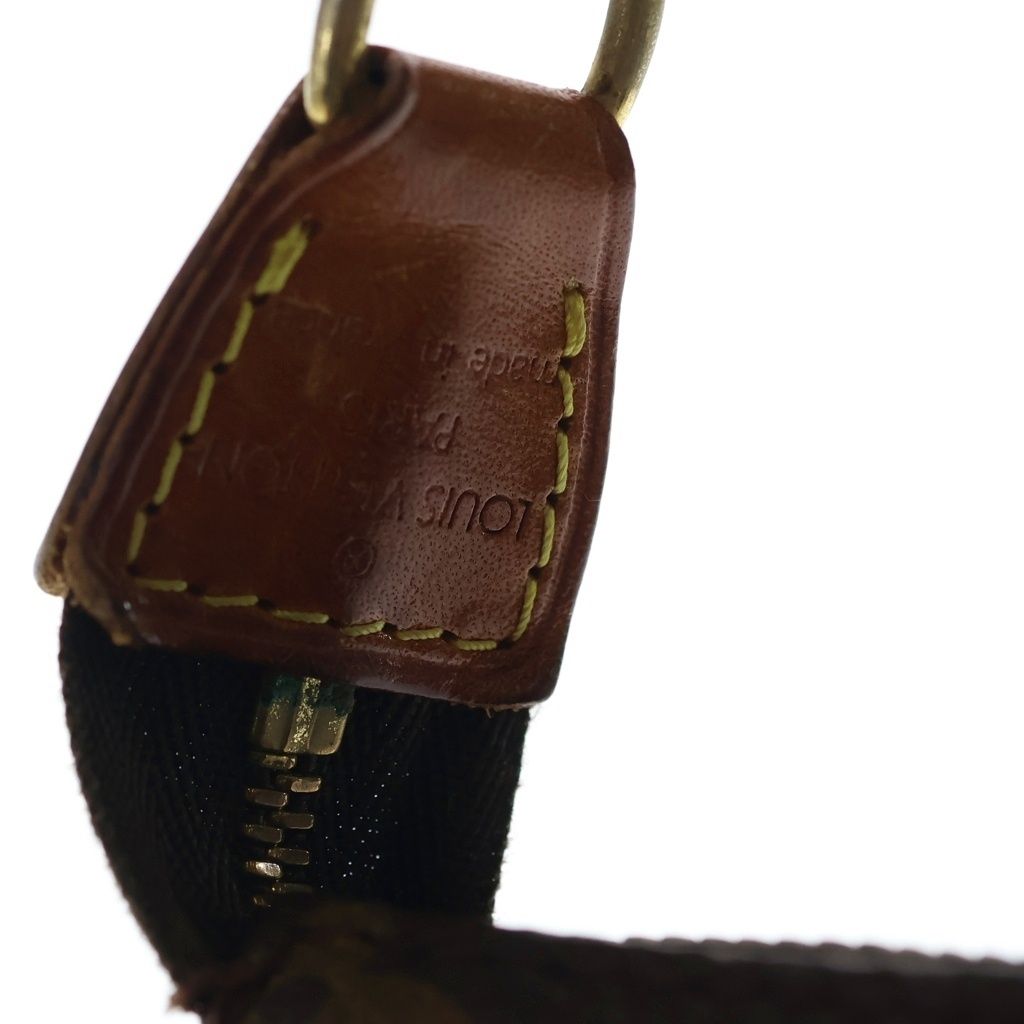 Louis Vuitton Monogram Pochette Handbag Pouch Case Brown Leather Gold — view 7