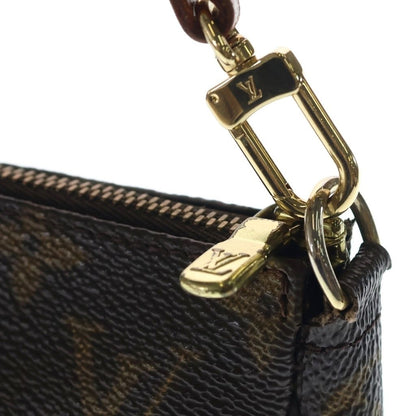 Louis Vuitton Monogram Pochette Handbag Pouch Case Brown Leather Gold — view 6