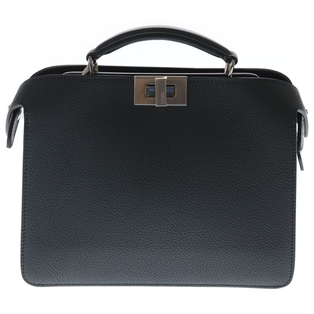 Fendi Peekaboo ISeeU Small 2-Way Shoulder Bag Dark Gray Leather Silver