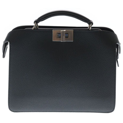 Fendi Peekaboo ISeeU Small 2-Way Shoulder Bag Dark Gray Leather Silver