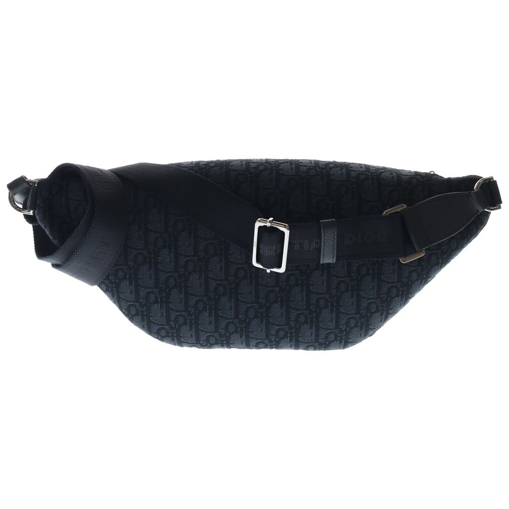 Dior Waist Bag Black Leather Canvas Silver — view 2