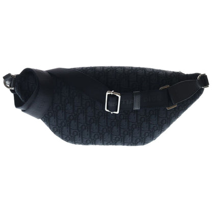 Dior Waist Bag Black Leather Canvas Silver — view 2