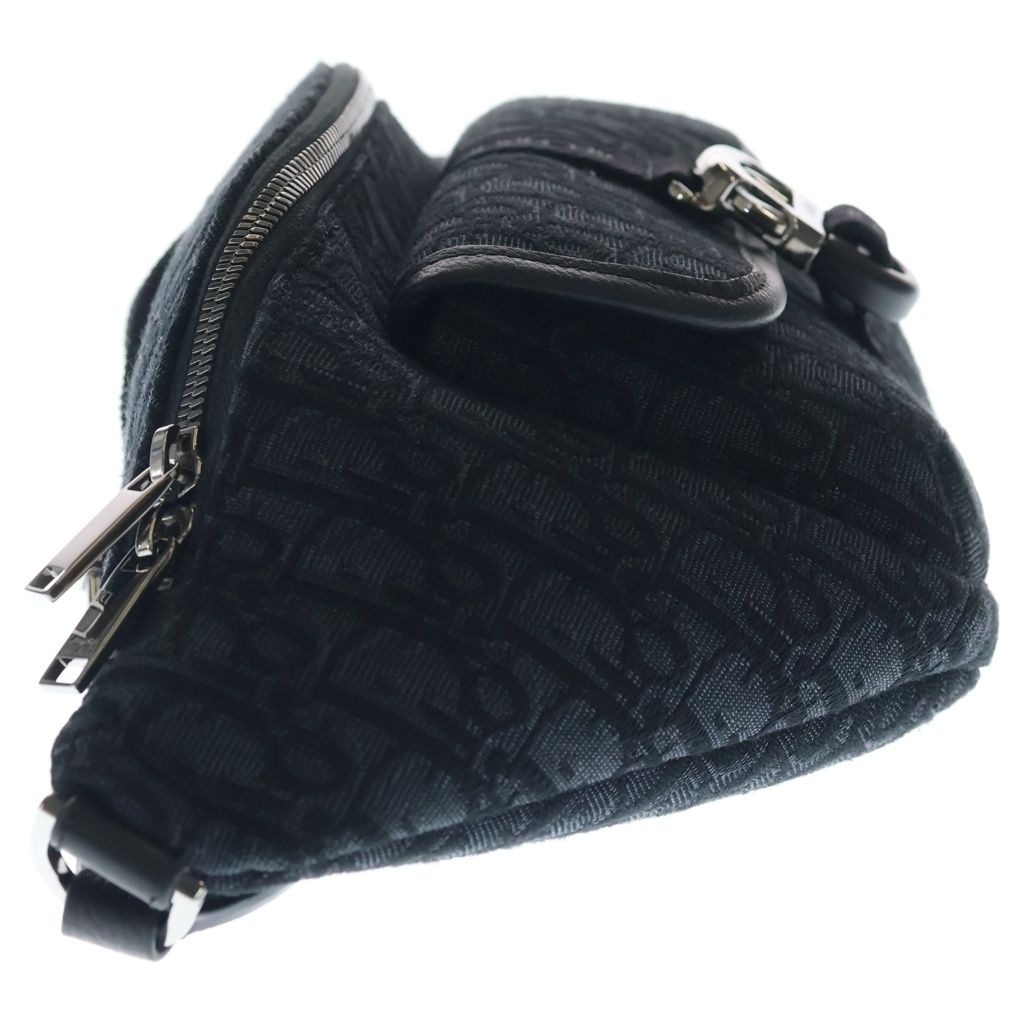 Dior Waist Bag Black Leather Canvas Silver — view 3