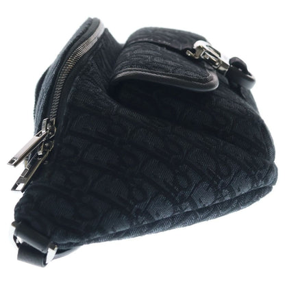Dior Waist Bag Black Leather Canvas Silver — view 3