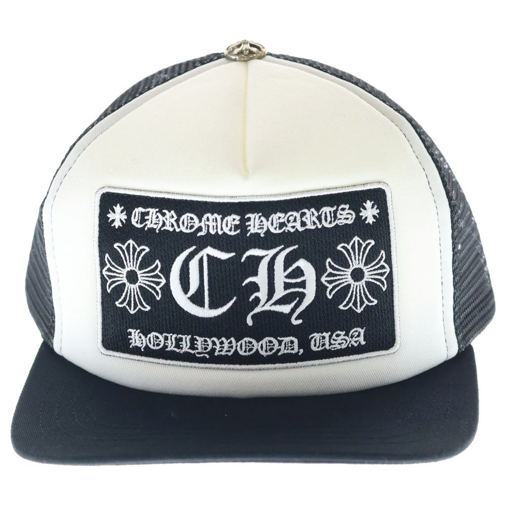 Chrome Hearts Trucker Cap CH Patch Mesh Truck Khaki Cap Hat Black White — view 4