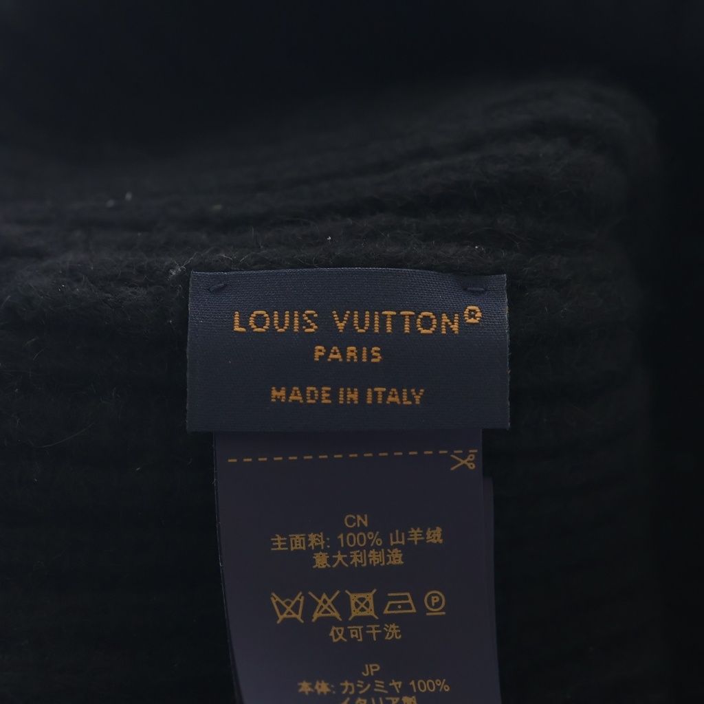 Louis Vuitton Cashmere LV Dual Beanie Knit Hat Black — view 7