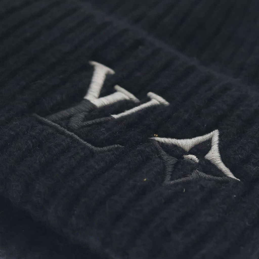 Louis Vuitton Cashmere LV Dual Beanie Knit Hat Black — view 5
