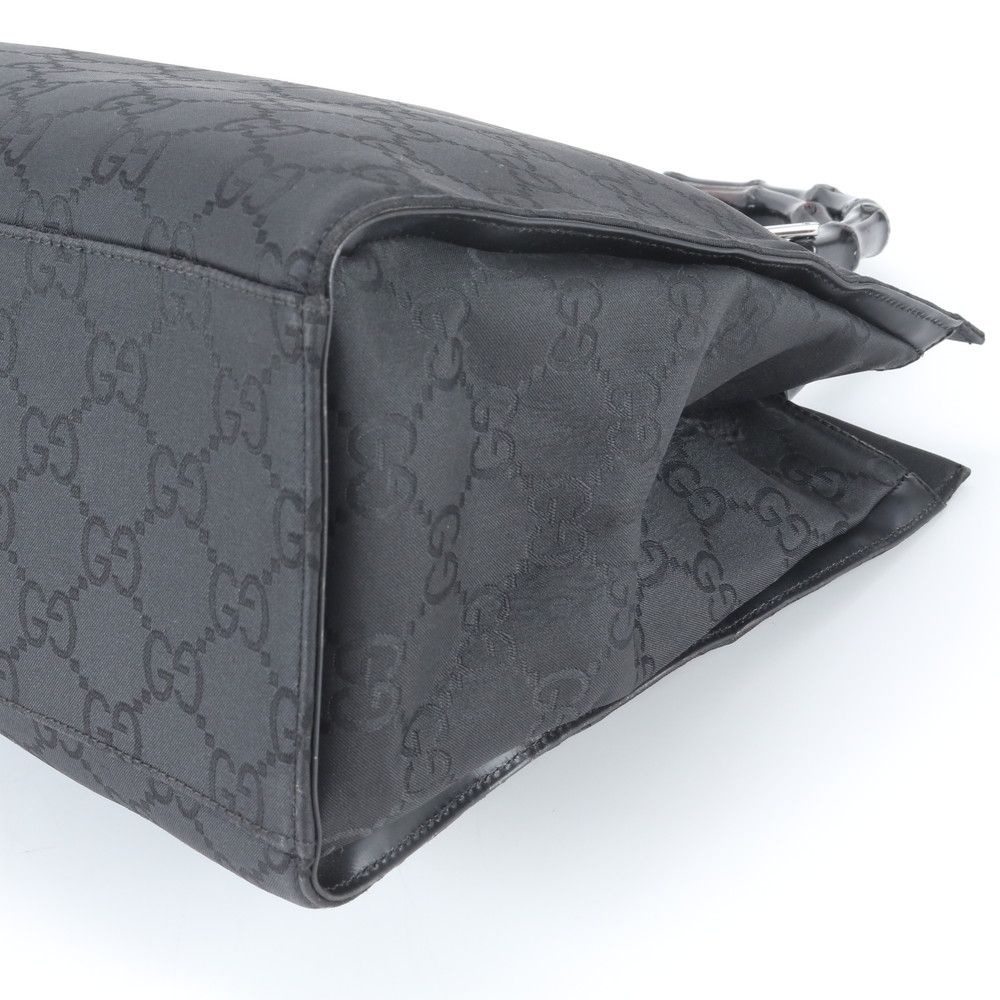 Gucci Bambu GG Nylon 002 Leather Tote Shoulder Hand Black — view 4