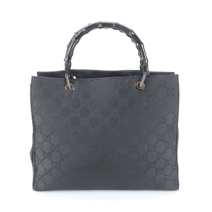 Gucci Bambu GG Nylon 002 Leather Tote Shoulder Hand Black — view 3
