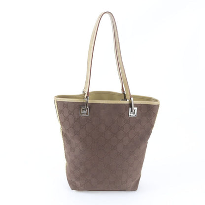 Gucci GG Canvas Leather Handbag Tote Brown — view 3
