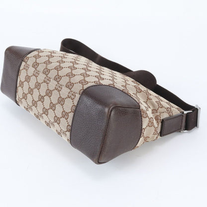 Gucci GG Canvas Leather Shoulder Bag Crossbody Messenger Brown — view 4
