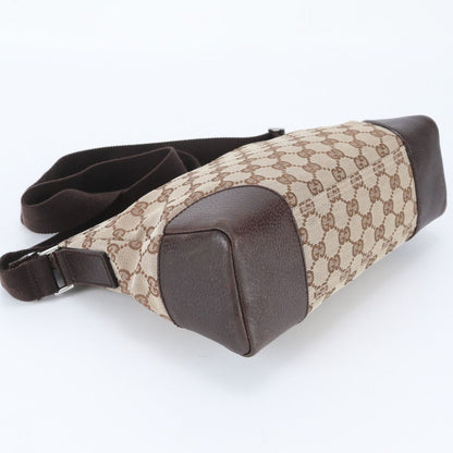 Gucci GG Canvas Leather Shoulder Bag Crossbody Messenger Brown — view 5