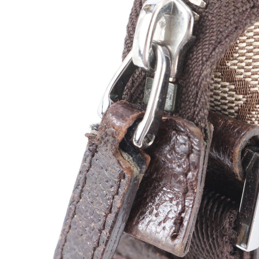 Gucci GG Canvas Leather Shoulder Bag Crossbody Messenger Brown — view 9