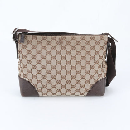 Gucci GG Canvas Leather Shoulder Bag Crossbody Messenger Brown — view 3