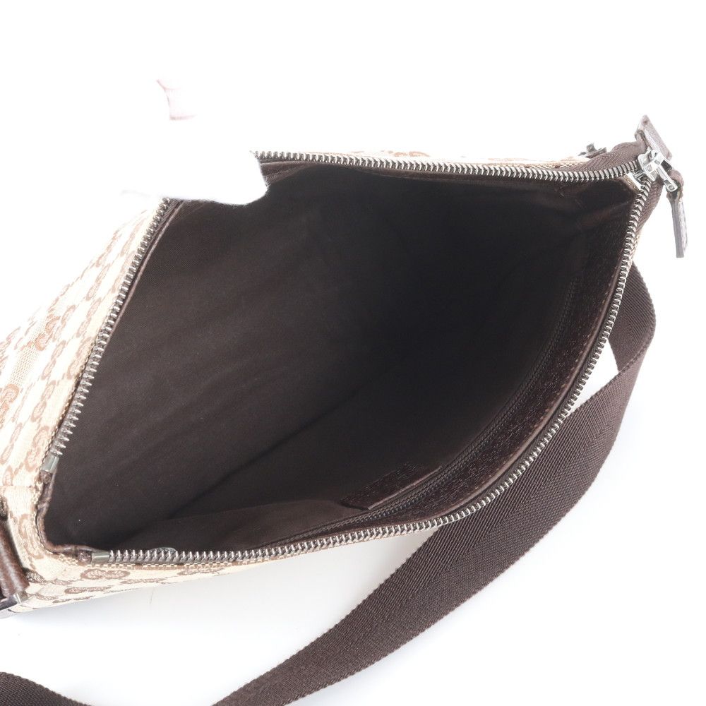 Gucci GG Canvas Leather Shoulder Bag Crossbody Messenger Brown — view 7