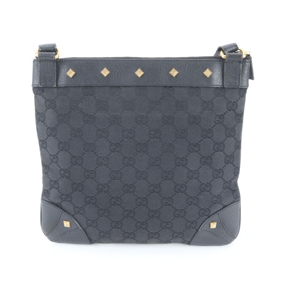 Gucci GG Canvas Studs Leather Shoulder Bag Crossbody Black — view 3