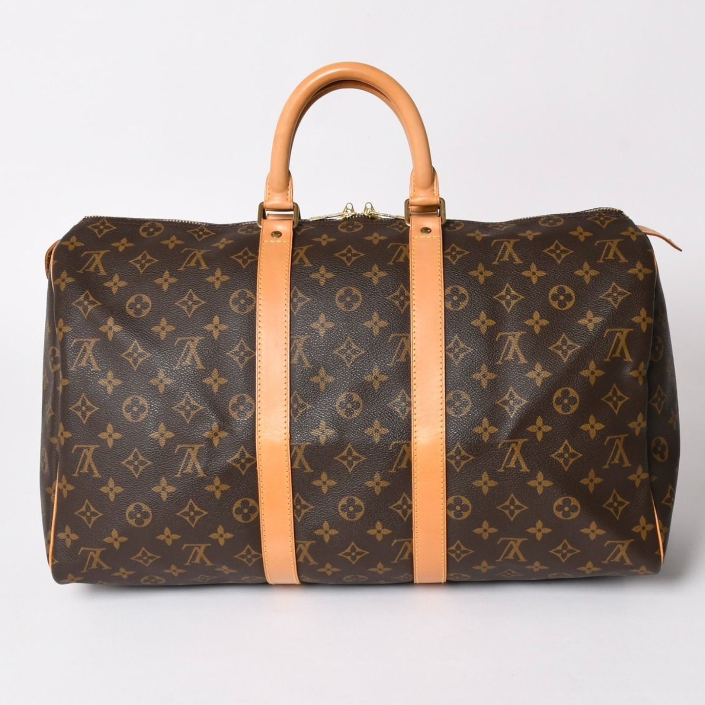 Louis Vuitton Monogram Keepall 45 Boston Bag Vachetta Leather Brown Gold — view 2