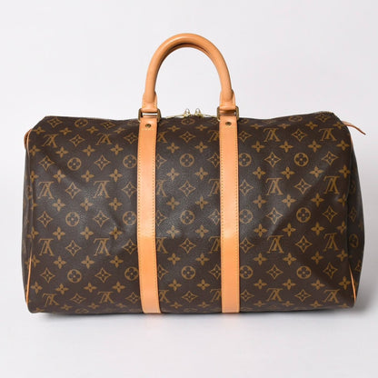Louis Vuitton Monogram Keepall 45 Boston Bag Vachetta Leather Brown Gold — view 2