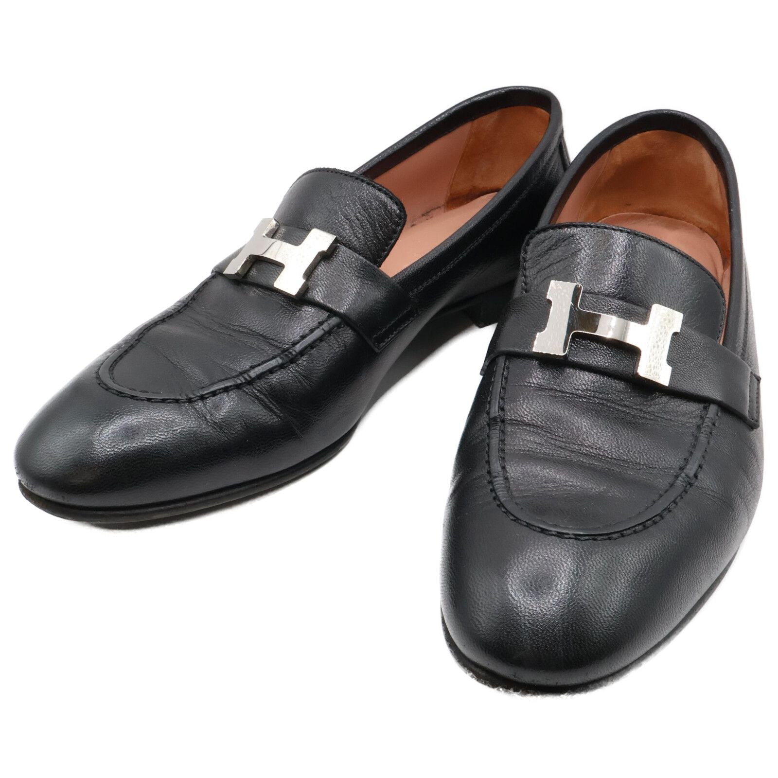 Hermes Moccasins Paris Chevre Leather Loafers