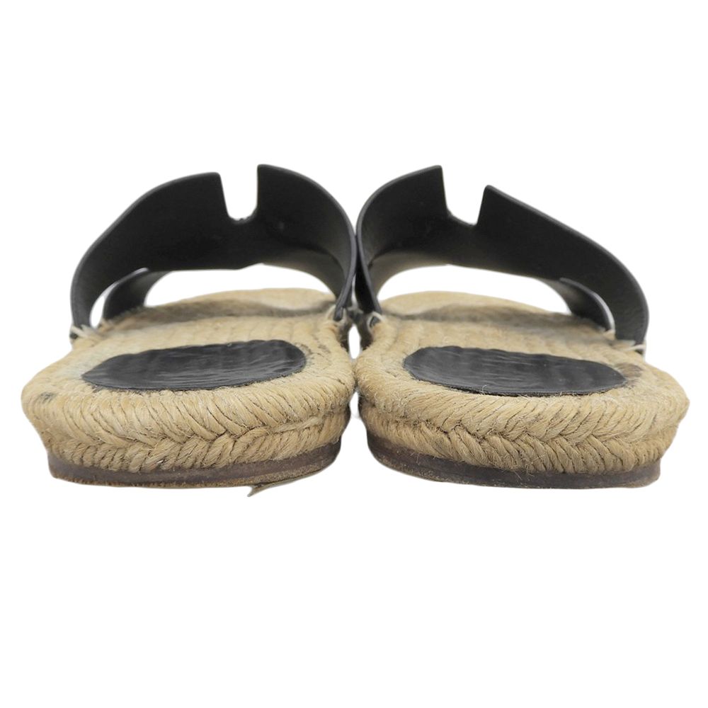 Hermes Leather Espadrilles Antigua Sandals Black Actual — view 5