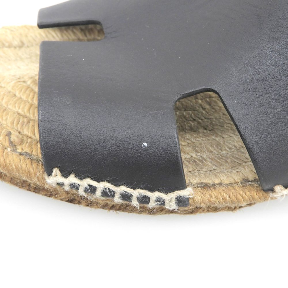 Hermes Leather Espadrilles Antigua Sandals Black Actual — view 3