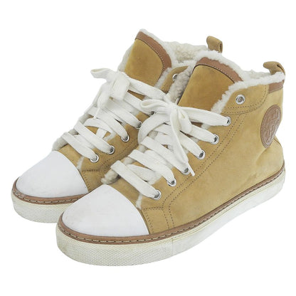 Hermes Suede Shearling High Cut Sneakers Beige