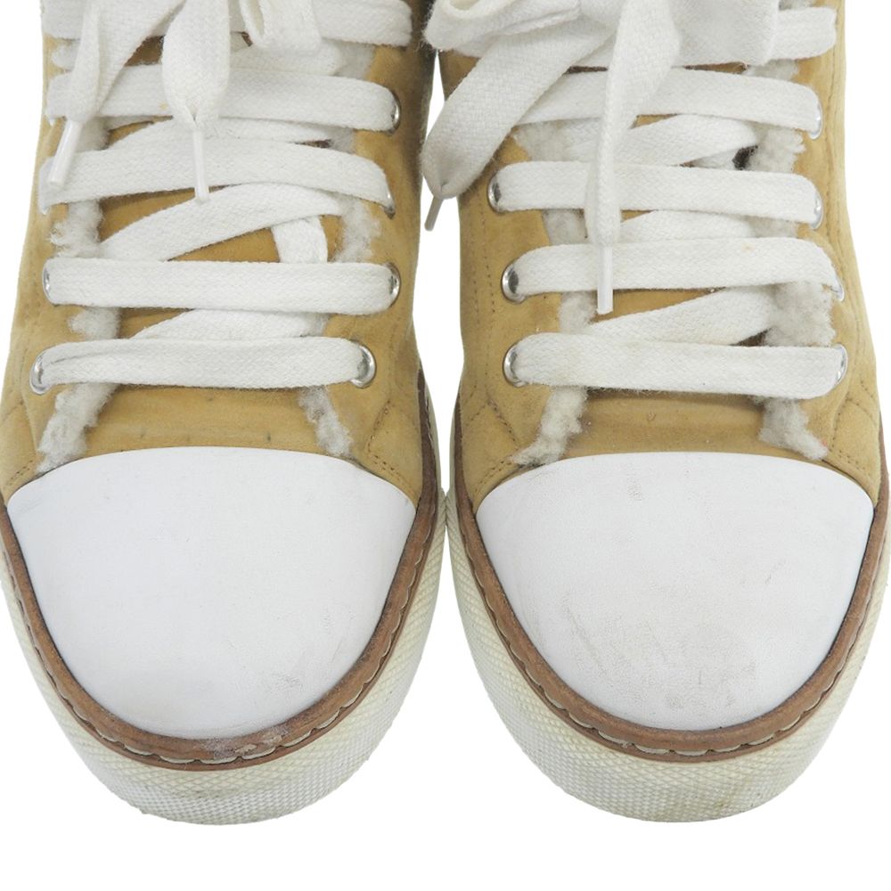 Hermes Suede Shearling High Cut Sneakers Beige — view 3