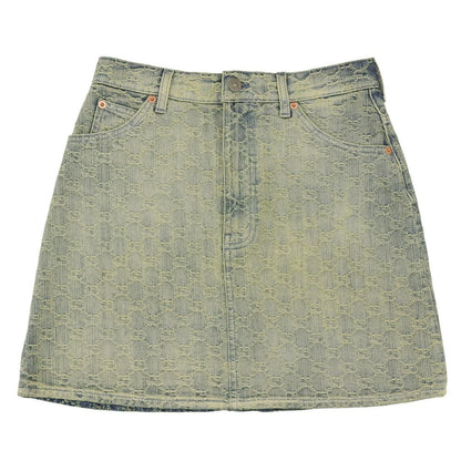Gucci GG Denim Skirt Blue Yellow 38