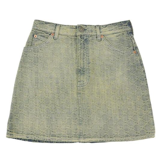 Gucci GG Denim Skirt Blue Yellow 38