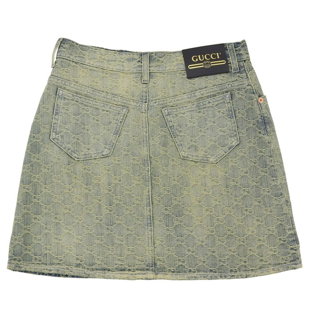 Gucci GG Denim Skirt Blue Yellow 38 — view 2