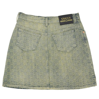Gucci GG Denim Skirt Blue Yellow 38 — view 2