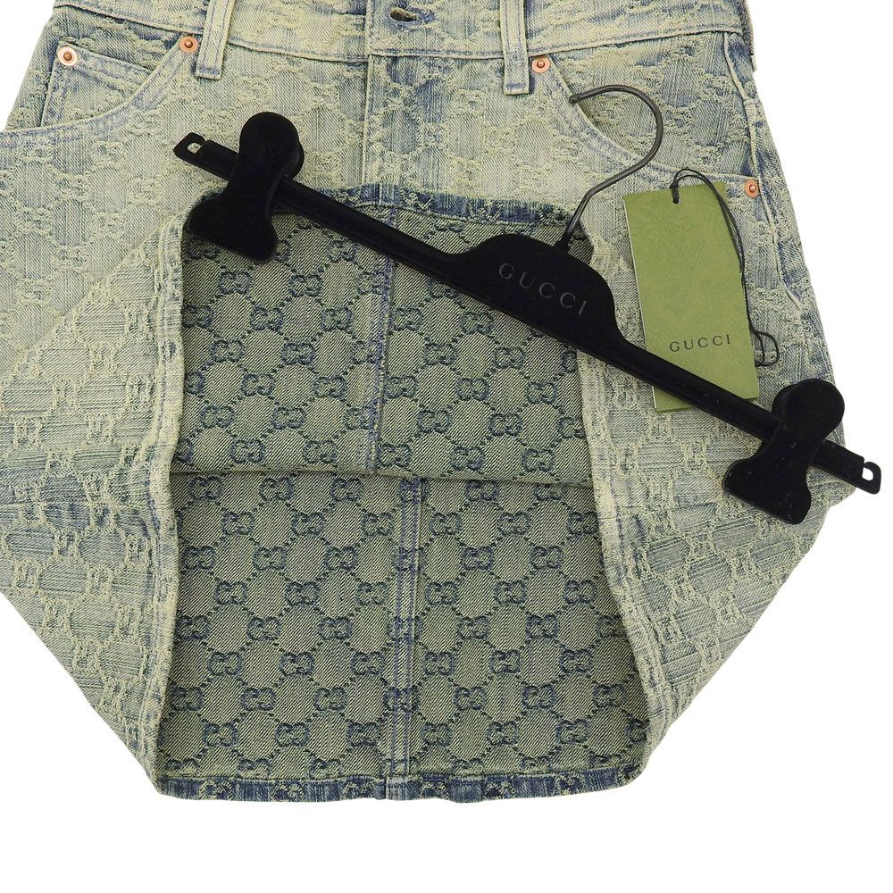 Gucci GG Denim Skirt Blue Yellow 38 — view 4