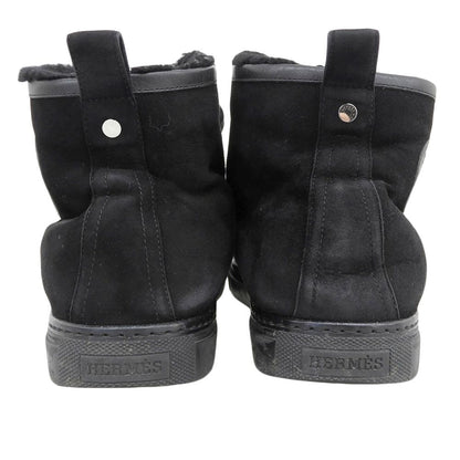 Hermes Suede Shearling High Cut Sneakers Black — view 5
