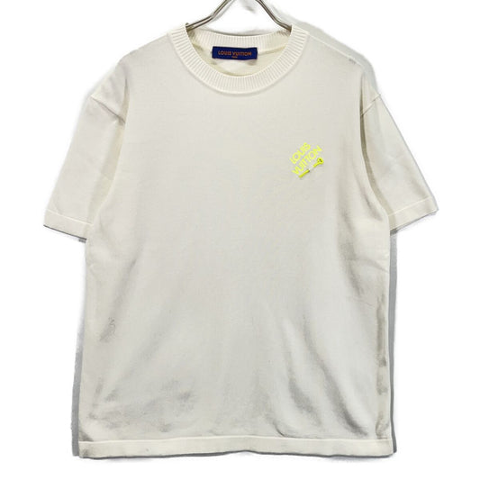 Louis Vuitton White Hook Detail Signature Short Sleeve Knit Unknown Sweater