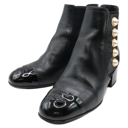Chanel Imitation Pearl Side Gore Boots 37c