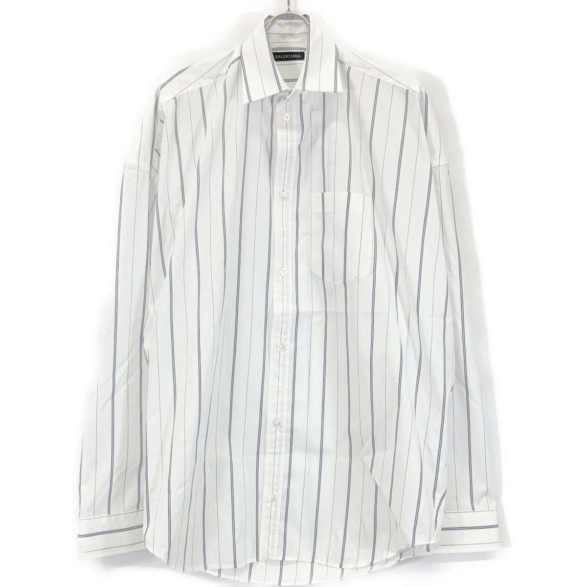 Balenciaga White Striped Button Down Long Sleeve Shirt 34