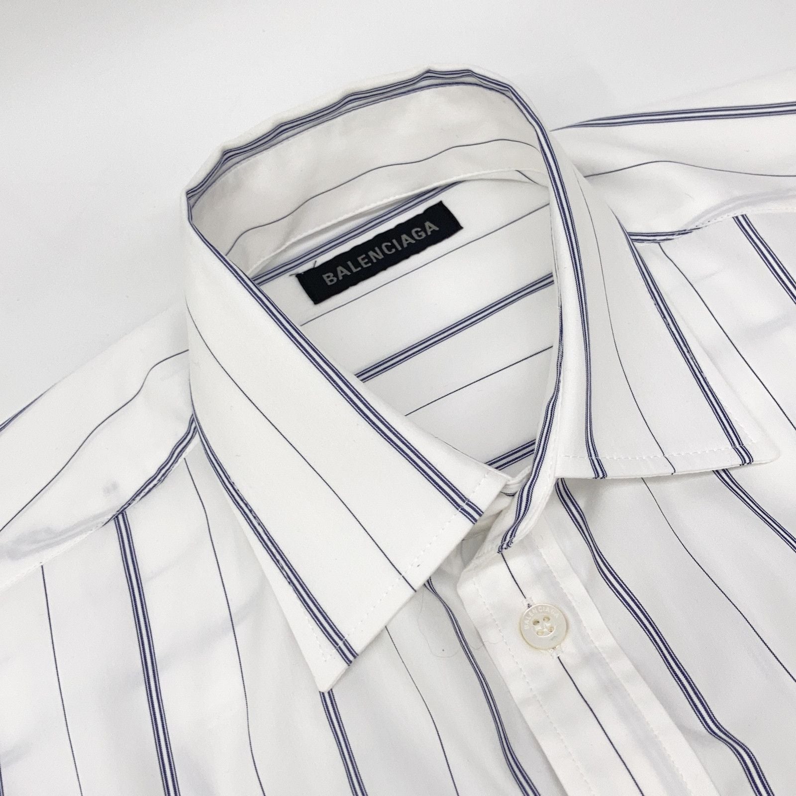 Balenciaga White Striped Button Down Long Sleeve Shirt 34 — view 6