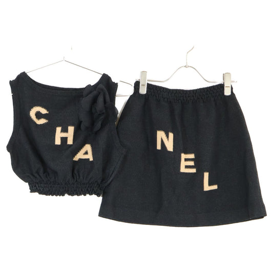 Chanel Logo Knit Crop Top Skirt 38