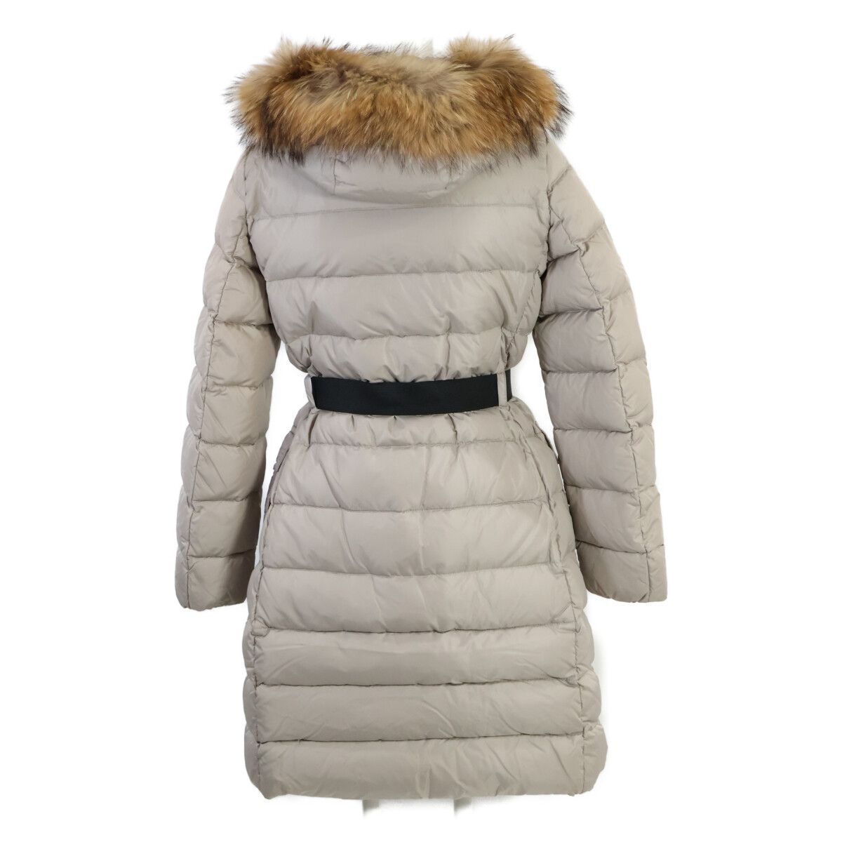 Moncler Genevrier Genobrier Belt with Fur Hoodie Long Down — view 3