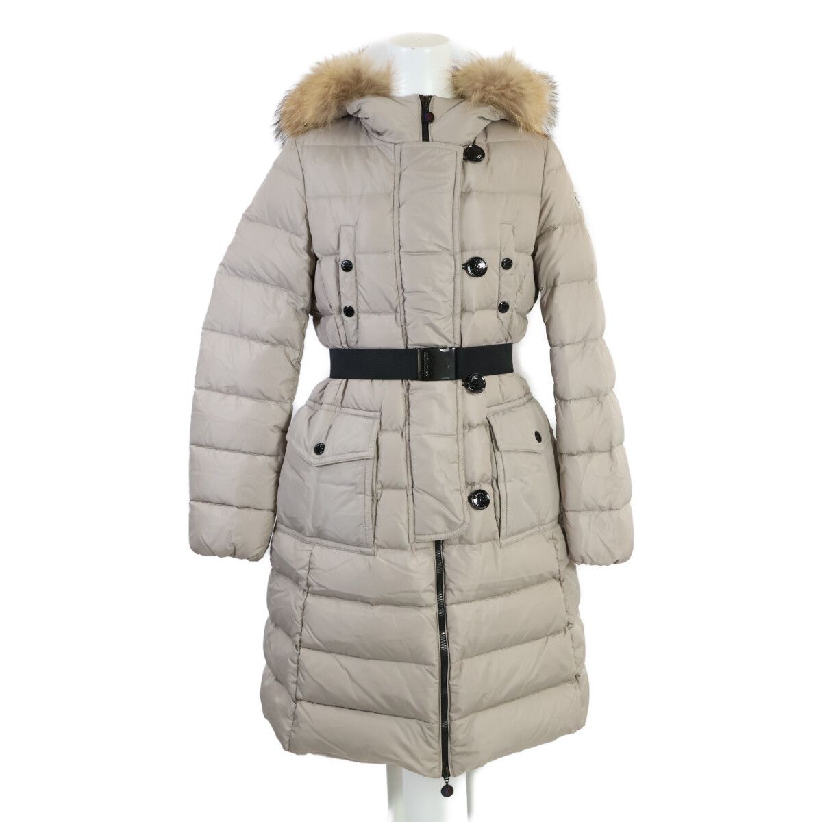 Moncler Genevrier Genobrier Belt with Fur Hoodie Long Down