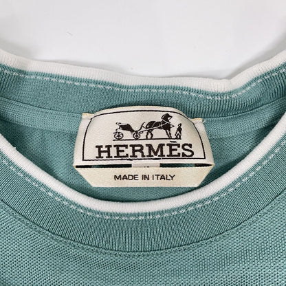 Hermes Light Blue Embroidery Short Sleeve T-Shirt XS — view 3