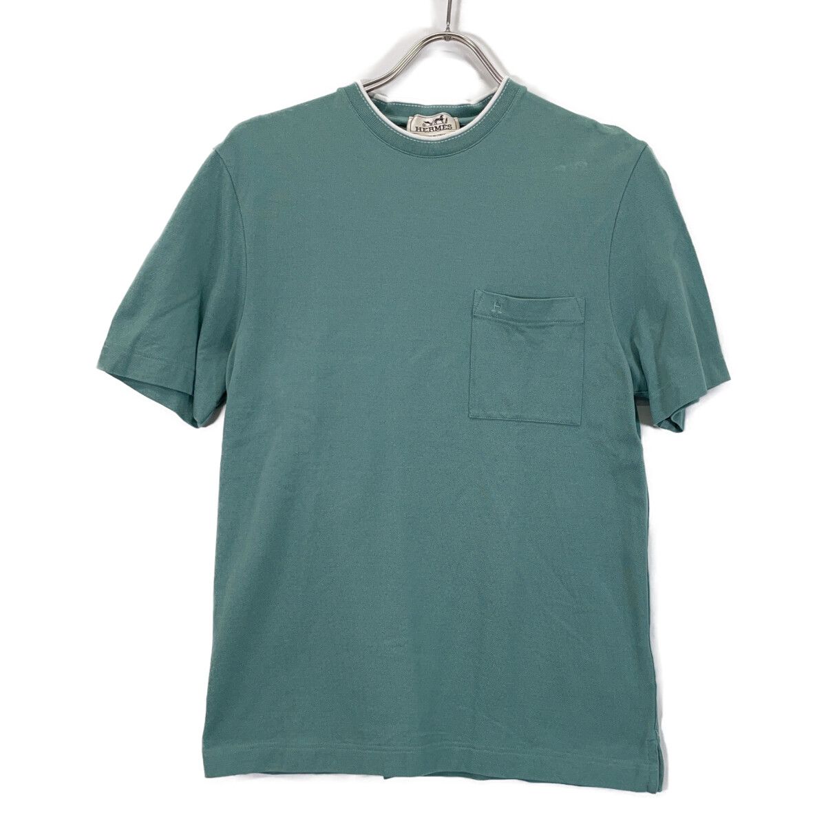 Hermes Light Blue Embroidery Short Sleeve T-Shirt XS