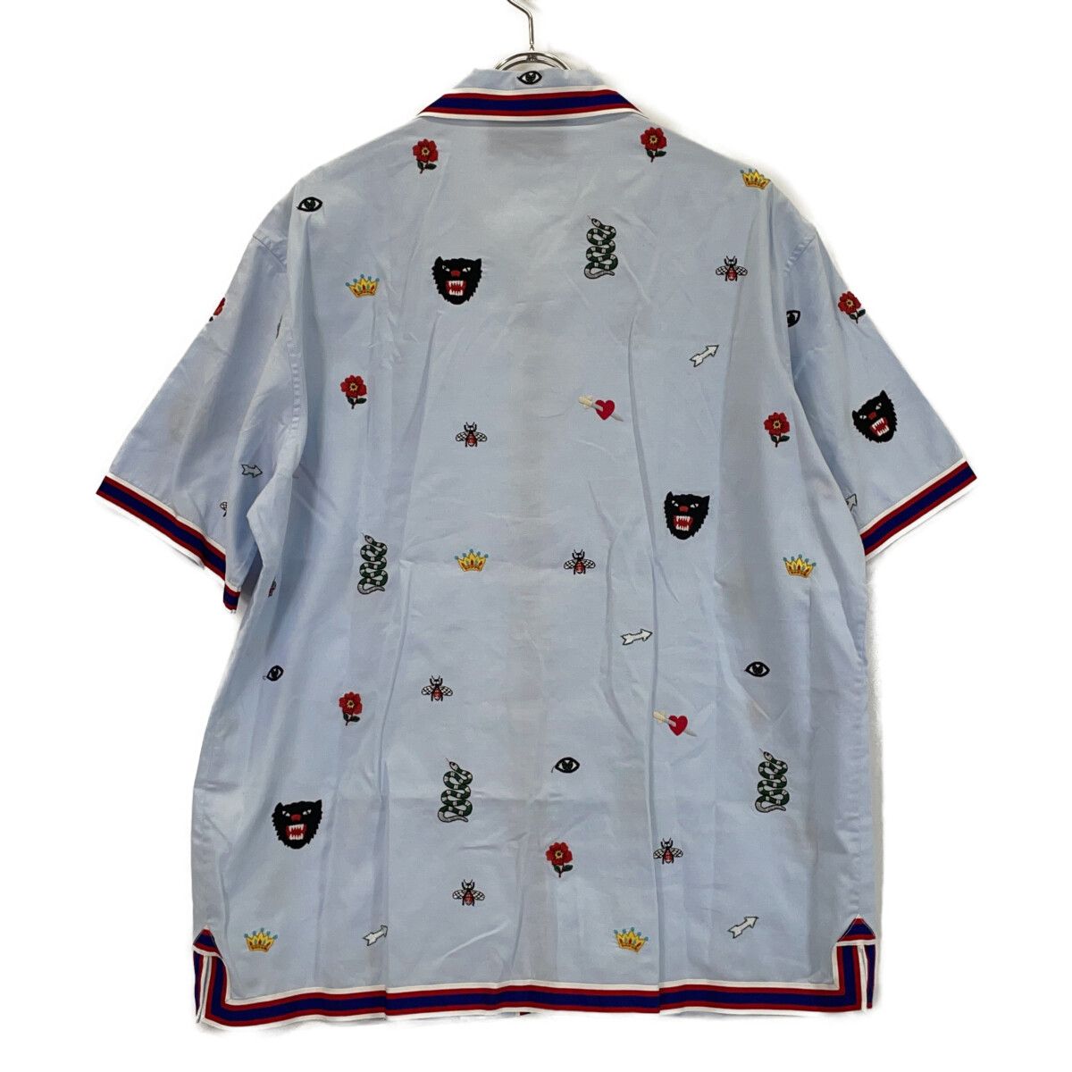 Gucci Light Blue Embroidery All Over Pattern Bowling Short Sleeve Shirt 52 — view 2