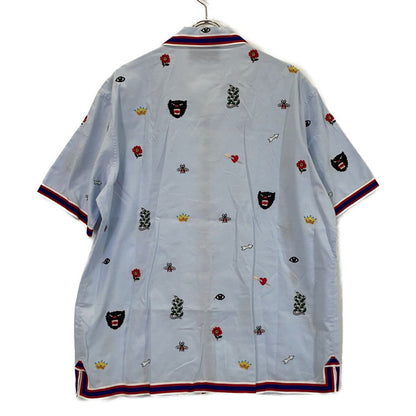 Gucci Light Blue Embroidery All Over Pattern Bowling Short Sleeve Shirt 52 — view 2