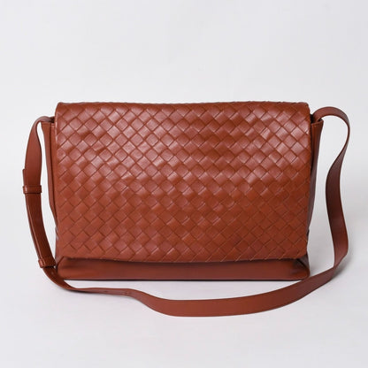Bottega Veneta Intrecciato Messenger Bag Leather Brown