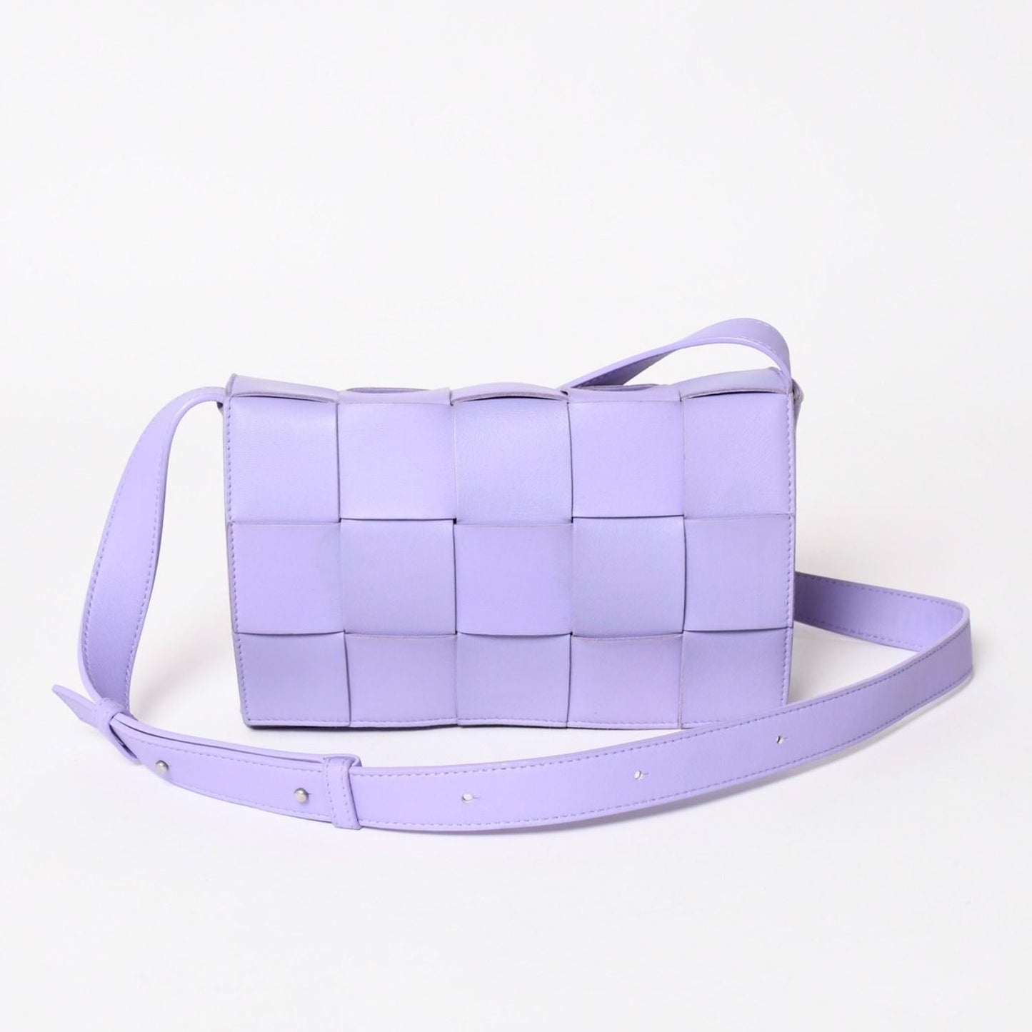 Bottega Veneta Cassette Shoulder Bag Intrecciato Leather Purple
