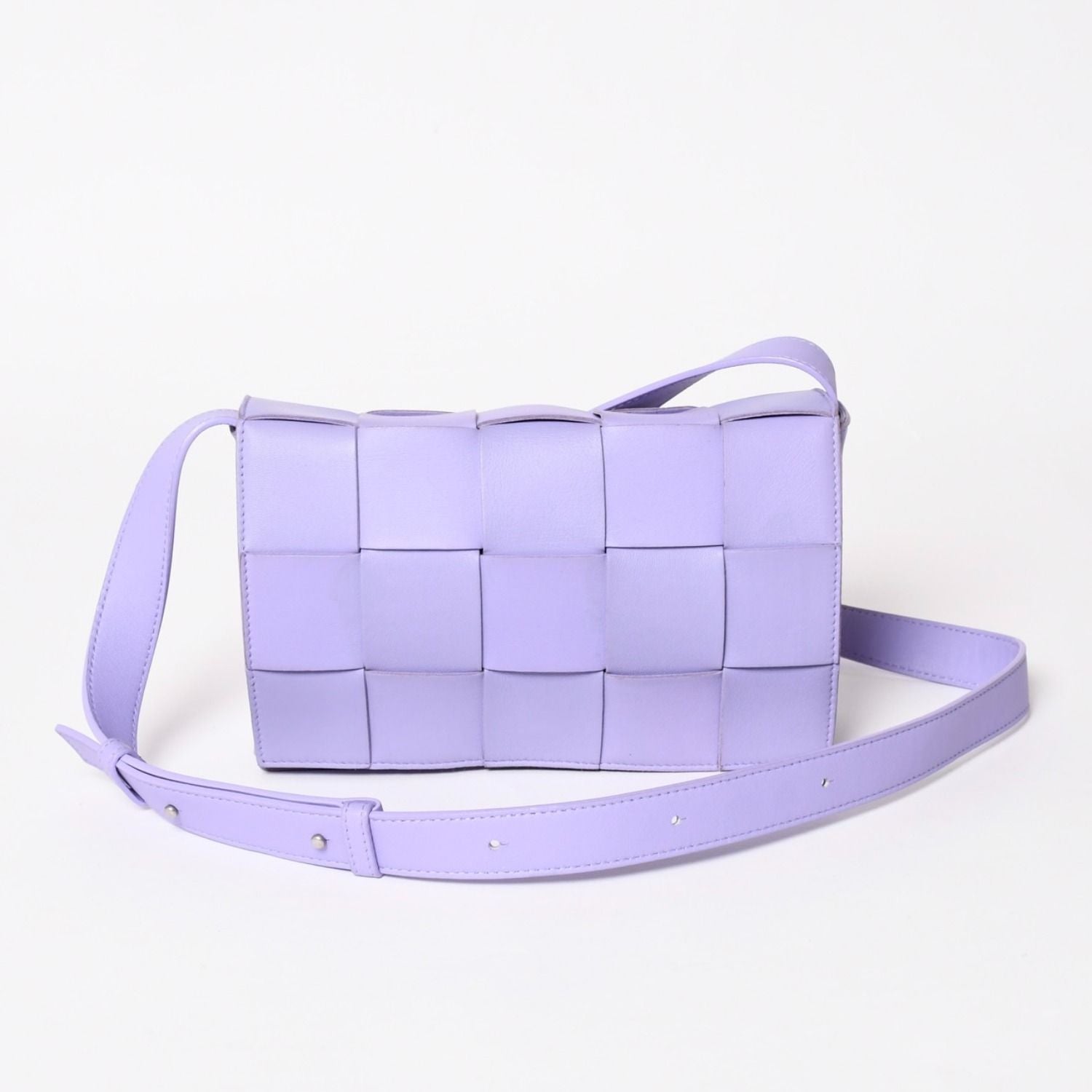 Bottega Veneta Cassette Shoulder Bag Intrecciato Leather Purple