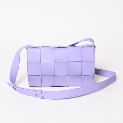 Bottega Veneta Cassette Shoulder Bag Intrecciato Leather Purple