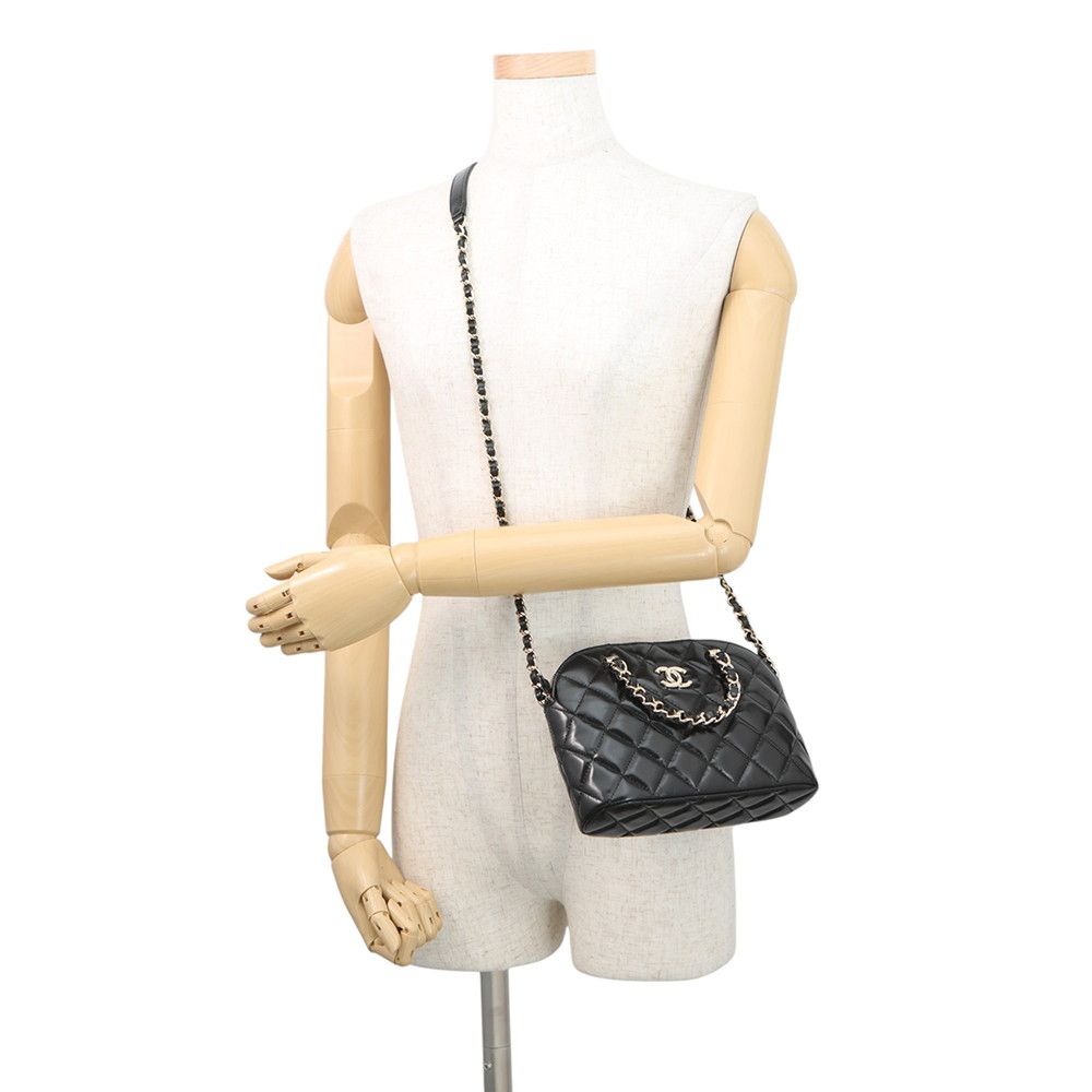 Chanel Chain Shoulder Bag Quilted Shaini Lambskin 2-Way Black — view 5